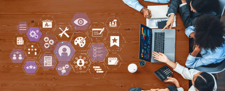 Personalization icons showing customization, user profile and experience design for personal service, customer journey and adaptive digital interaction. Enticeの写真素材