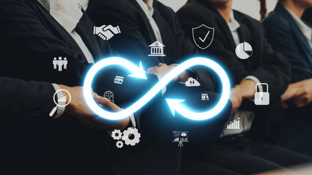 Visual representation of business collaboration and partnership, featuring an infinity symbol...