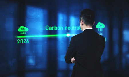 Carbon neutrality timeline illustrates carbon, neutrality, and reduction targets from 2024 to 2050...