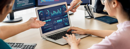Business data dashboard provide business intelligence analytic for marketing strategy planning brisk...