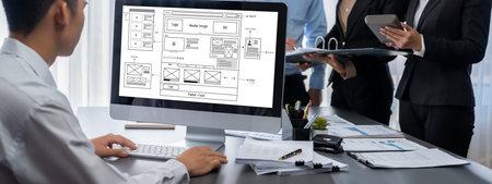 Business intelligence and data analysis concept. Analyst team working on financial data analysis...
