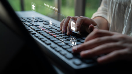 An online education and e-learning platform for distance learning. A concept of video courses,...