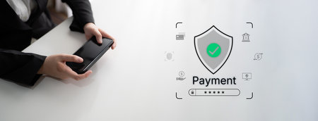 Concept of a secure payment gateway. This system uses encryption and authentication to protect...