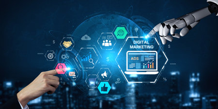 AI drives digital marketing and online ads with smart targeting, content automation, and ROI tracking for business growth.の写真素材