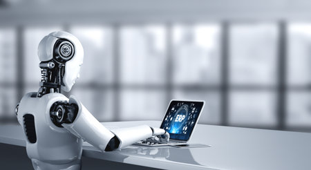 ERP enterprise resource planning software for modish business to plan the marketing strategyの写真素材