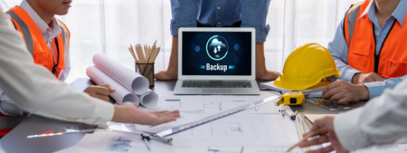 Backup Storage Data Internet Technology Business concept. Database storage cloud technology file...