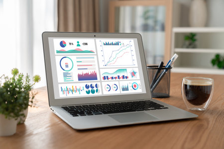 Business data dashboard provide modish business intelligence analytic for marketing strategy...
