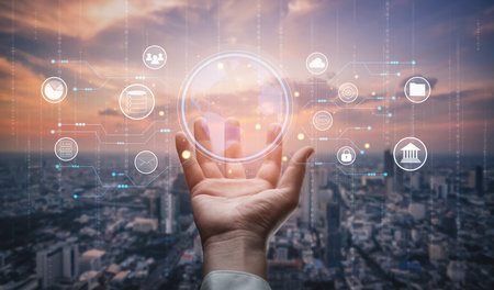 A global business network and digital infrastructure concept. A worldwide connection of services...