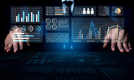 Modern dashboard interface showing performance metrics, data charts, and trend analysis for product...