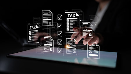 A concept of the tax compliance process. This shows the auditing and verification of various...