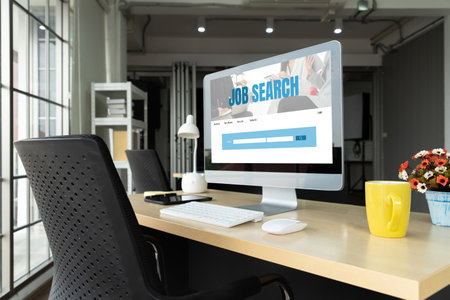 Online job search on modish website for worker to search for job opportunities on the recruitment...
