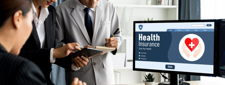 Health insurance web site brisk registration system for easy form fillingの写真素材