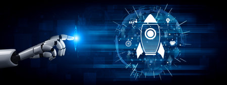 AI supports startup growth with smart innovation tools, predictive launch strategies, and automation to accelerate success. Artificial intelligence splineの写真素材