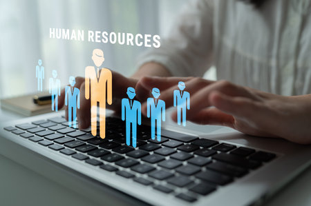 Human Resources (HR) management and corporate leadership. A concept of team building, recruitment,...
