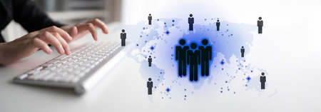 Global human network and workforce distribution highlight human, network, and global presence...