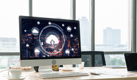 Cloud computing software for modish remote work and personal data storageの写真素材