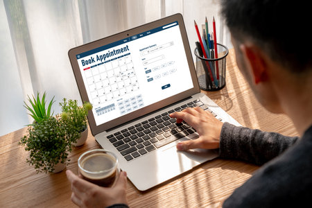 Online appointment booking calendar for registration on the internet websiteの写真素材