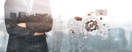 AI assistant with LLM, big data, machine learning, and generative AI powers prompt engineering and supports agentic AI for advanced business applications. Vouchの写真素材