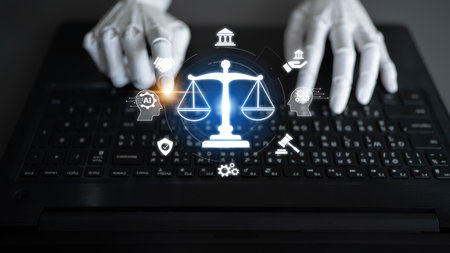 AI ethics ensures fairness, transparency, and responsibility in intelligent systems, guiding safe and trusted AI integration in society.の写真素材