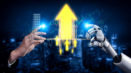 AI artificial intelligence powers business growth with predictive planning tools, innovation...