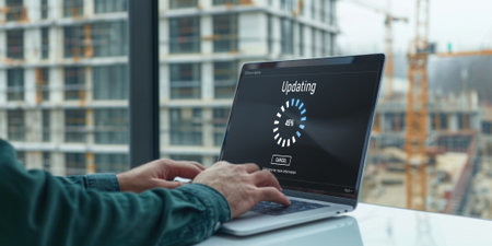 Software update on computer for brisk version of device software upgradeの素材