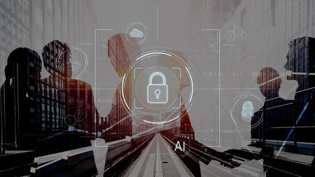 Cybersecurity system interface with biometric lock and data protection. Cybersecurity protects...