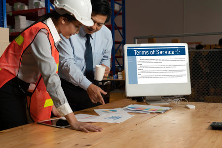 Online term of service conditions showing brisk rules and regulations in using the website on device...