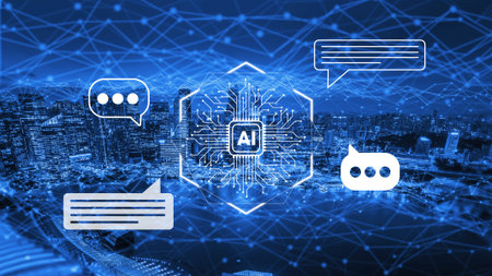 Stunning digital representation of AI technology featuring abstract circuit patterns and data...