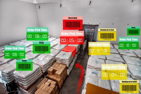 Smart warehouse management system using augmented reality technology to identify package picking and...