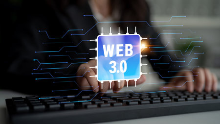 The hardware and processing technology behind Web 3.0. A concept of the computer chip and circuit...