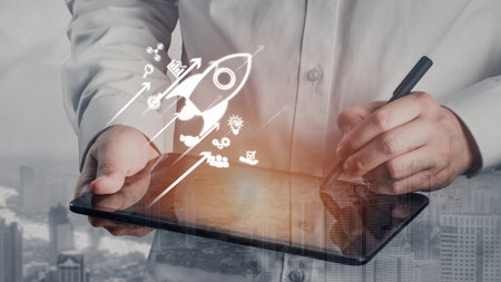 Startup business drives acceleration. business launch empowers growth, launch hits goal, launch...