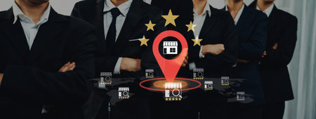 Local business ranking concept highlights brand visibility, location optimization, and customer...