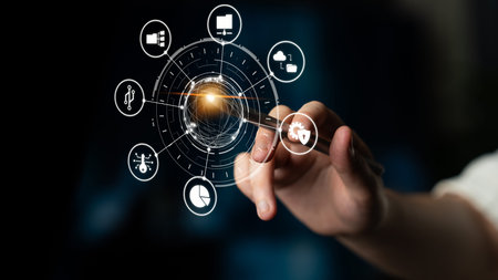 Concept of managing online folders with digital file organization, cloud storage, and secure...