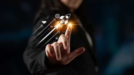 Startup business drives acceleration. business launch empowers growth, launch hits goal, launch...