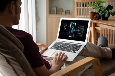 Medical science technology and futuristic healthcare virtual computer software analyze human health...
