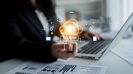 A cloud storage and data synchronization service ecosystem. A concept of cloud computing for file...