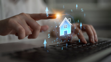 Concept of real estate investment and a rising housing market. The increase in property value is...