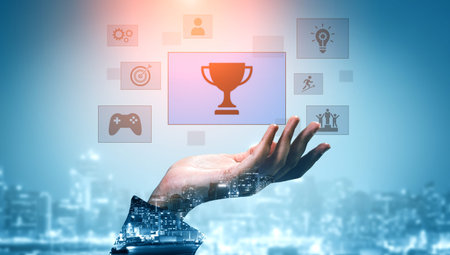Achievement and success concept representing goal accomplishment, motivation, performance,...
