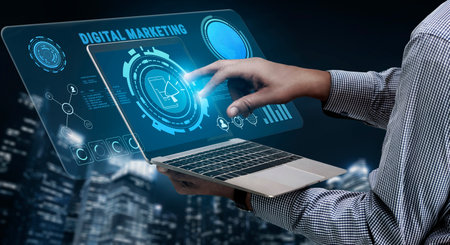 Digital marketing strategy for online business promotion and advertising. A concept of campaign...
