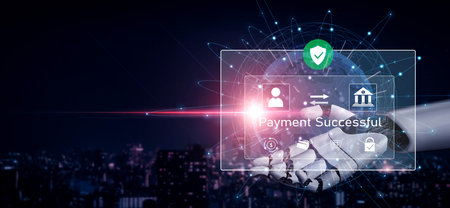AI confirms secure payment transaction, verifying user identity, processing order, and authorizing...