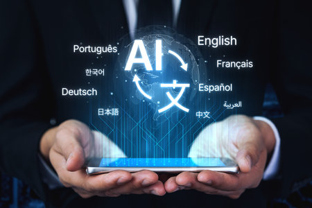 Global communication with multiple languages, digital translation tools, multilingual technology, cross-cultural communication, and virtual language learning environments. Splineの写真素材