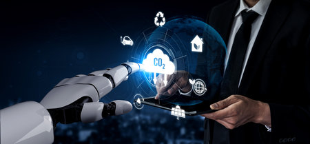 AI artificial intelligence accelerates net zero goals by supporting green strategies, smart energy...