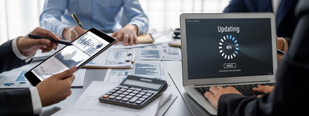 Business intelligence and data analysis concept. Analyst team working on financial data analysis...