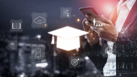 Online learning system combining digital education, e-learning, and virtual classroom to enhance...