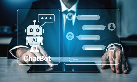 Chatbot interface representing artificial intelligence customer support and automated response...