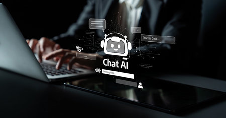 AI assistant with LLM, big data, machine learning, and generative AI powers prompt engineering and supports agentic AI for advanced business applications.の写真素材