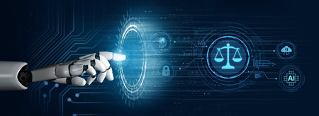 AI ethics ensures fairness, transparency, and responsibility in intelligent systems, guiding safe and trusted AI integration in society.の写真素材