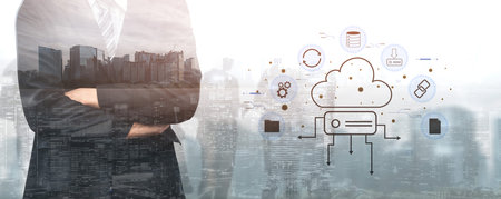A cloud storage and data synchronization service ecosystem. A concept of cloud computing for file...