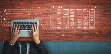 A weekly business performance report and analytics dashboard. A concept for tracking trends, KPIs,...
