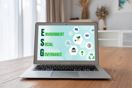 ESG environmental social governance policy for modish business to set a standard to achieve high ESG scoreの写真素材